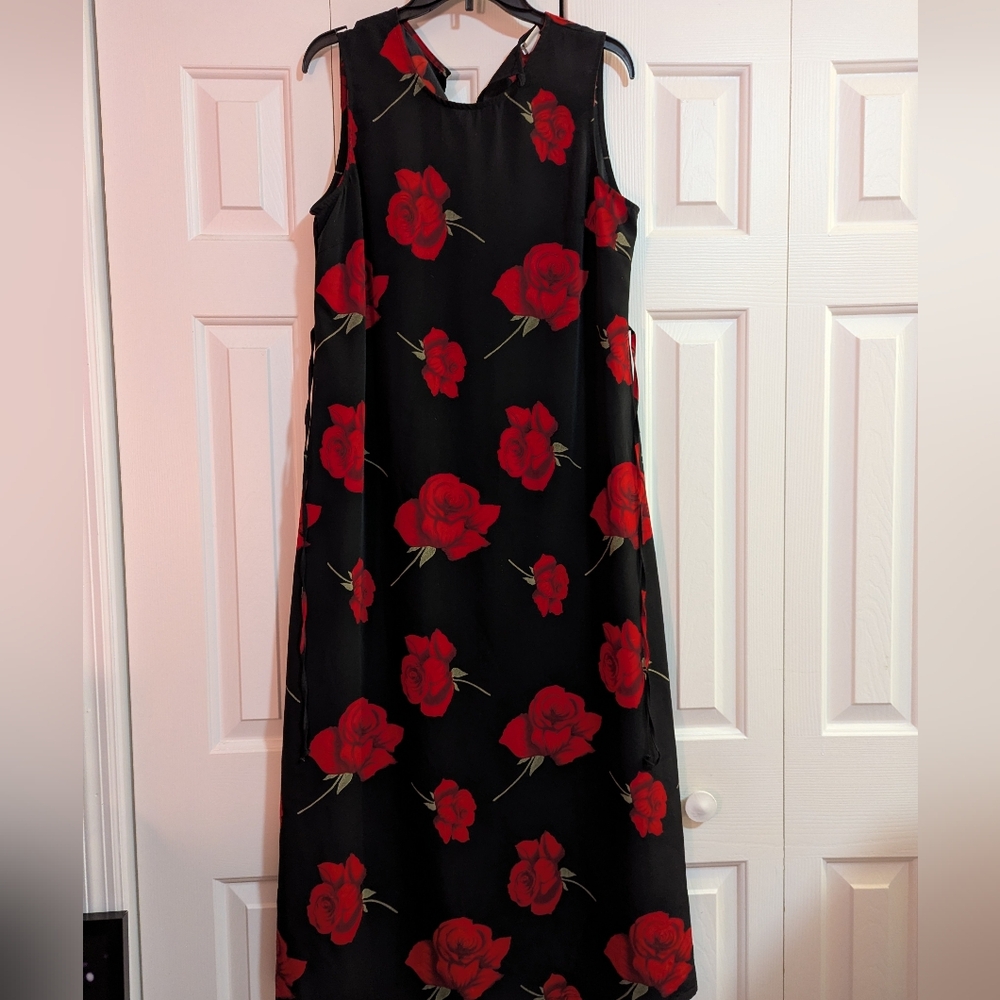 90s Vintage Rose Floral Maxi Dress